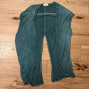 Lightweight Draped Open Front Cardigan - Forest Green